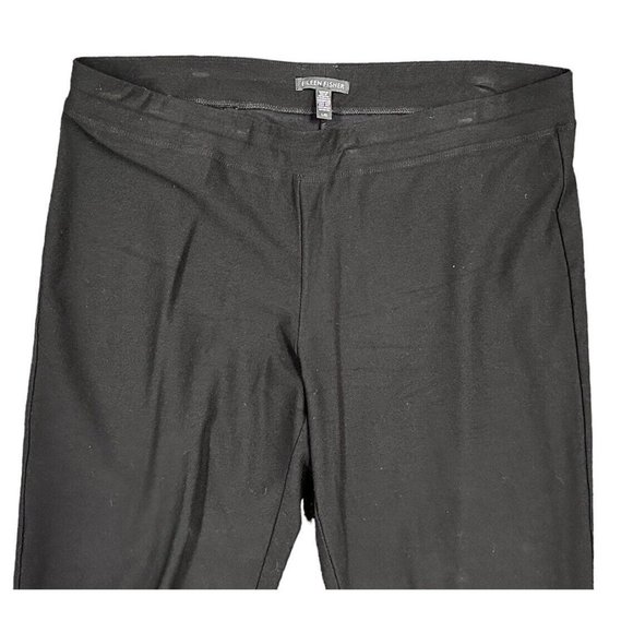 Eileen Fisher Black Pull On Pants Viscose Nylon Spandex Straight Leg Sizs Large - Picture 2 of 10